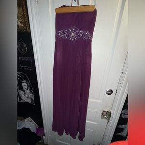 May Queen Strapless Plum Purple Embellished Dress